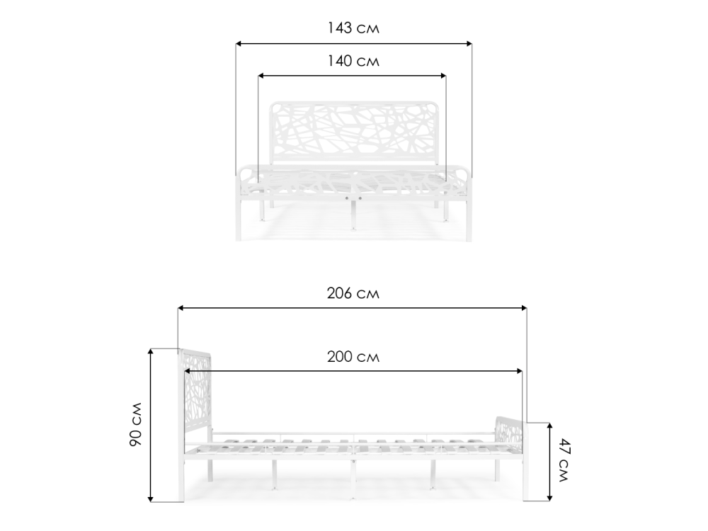 Кровать Кубо 140х200 белый