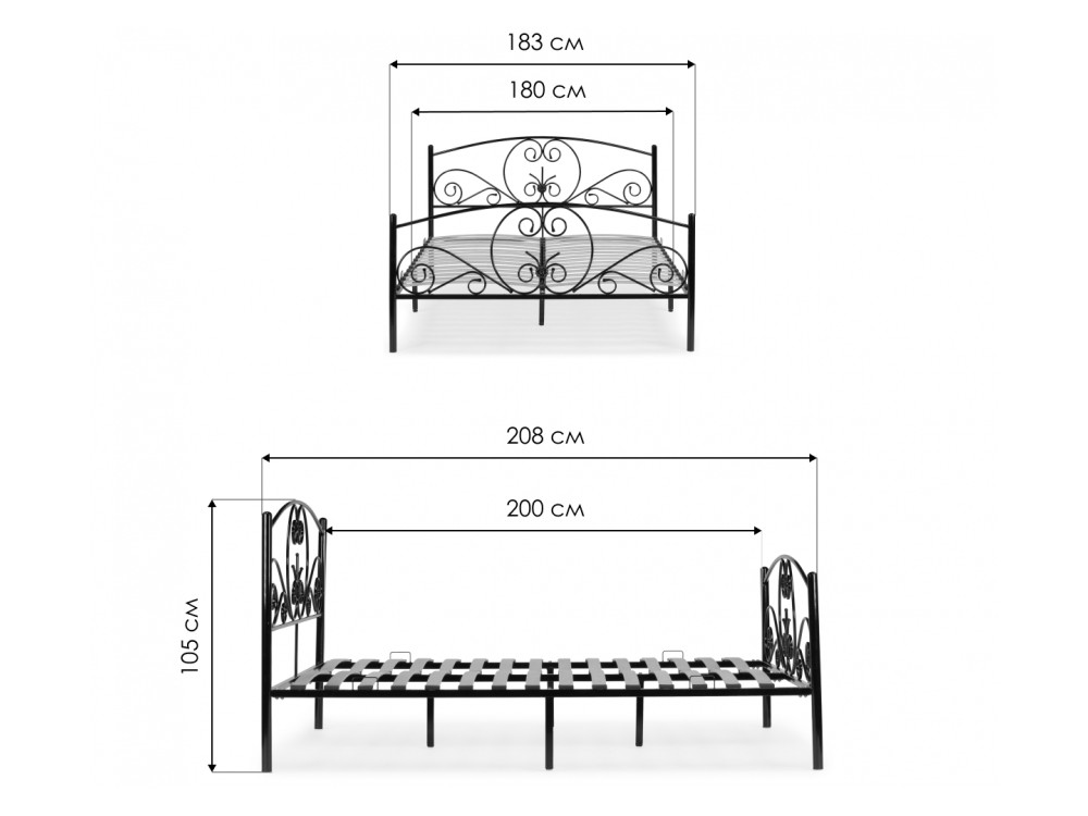 Кровать Нерика 180х200 черная