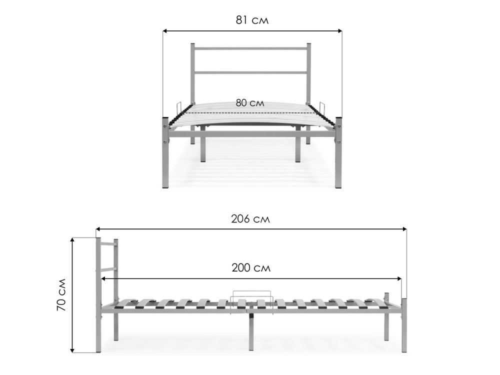 Кровать Фади 80х200 серая