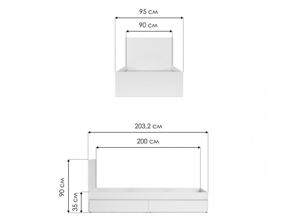 Кровать Мадера 90х200 белый