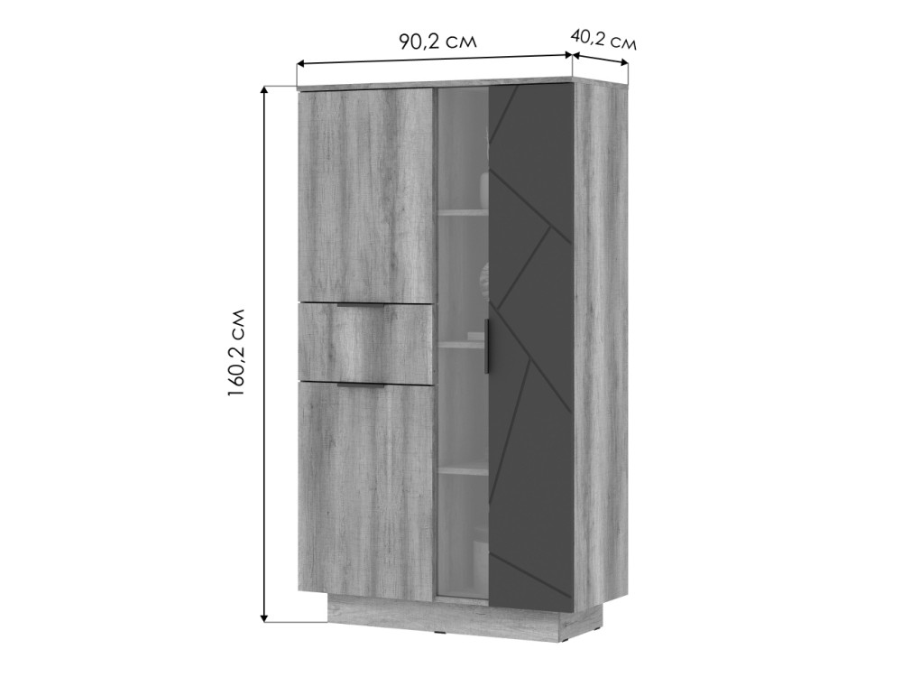 Шкаф Диамо ШК 02 софт графит / дуб каньон