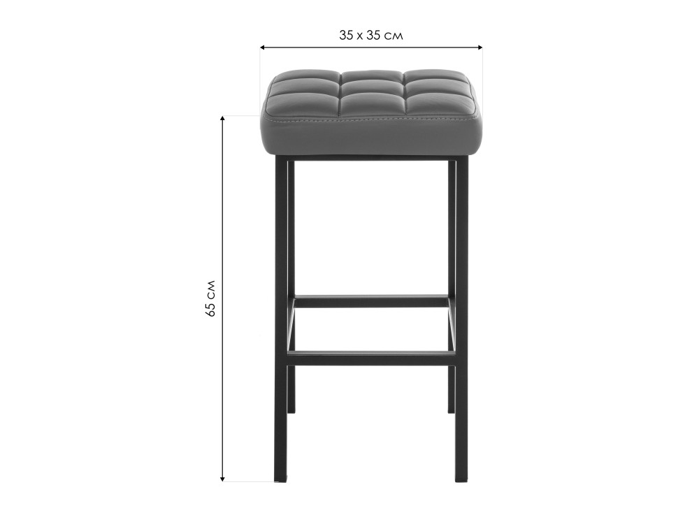 Барный стул Лофт кожзам темно-серый / черные матовые ножки